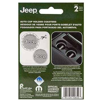 Plasticolor 000652R01 Jeep Logo Auto Car Truck SUV Cup Holder Coaster 2-Pack , Black