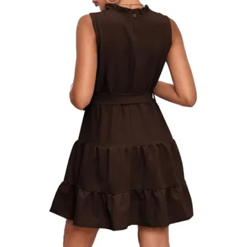 Umenlele Elegant Sleeveless Ruffle Dress for All Occasions