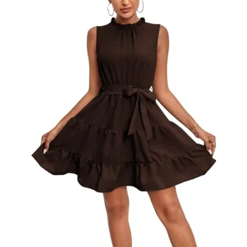 Umenlele Elegant Sleeveless Ruffle Dress for All Occasions