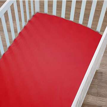 American Baby Company Supreme Fitted Crib Sheet 28" x 52", Enhanced Thickness for Soft, Breathable Neutral 100% Cotton Jersey Comfort, Red, for Boys and Girls