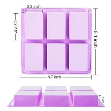 4 Pack Rectangle Silicone Soap Molds - Colorful & Versatile for Cakes and Crafting