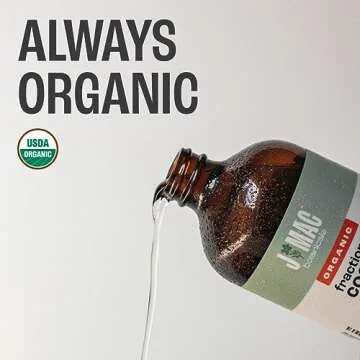 J MAC BOTANICALS Organic Fractionated Coconut Oil (16 Ounce Glass Bottle) Organic Carrier Oil and for DIluting Essential Oils, Moisturizer, Hair Care