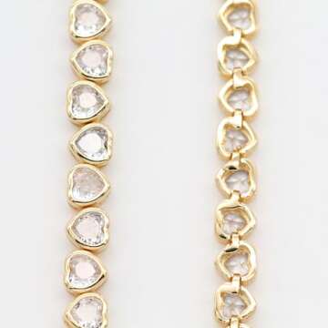 Lavencious Elegant 7" Tennis Bracelet Adorned with Sparkling Heart-Shaped AAA Cubic Zirconia for Women (Gold)