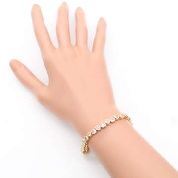 Lavencious Elegant 7" Tennis Bracelet Adorned with Sparkling Heart-Shaped AAA Cubic Zirconia for Women (Gold)