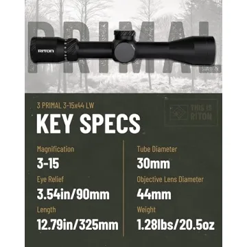 Riton 3 Primal 3-15x44 Lightweight Rifle Scope with Multi-Coatings