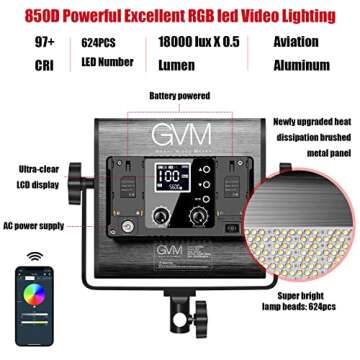 GVM RGB Video Lighting Kit - 2 Packs 850D for Photographers & Streamers