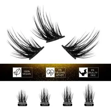 LANKIZ DIY Lash Extension, Lash Clusters Wispy, 10/12/14/16mm Mix Length C Curl Cluster Eyelash Extension, Natural Look Sparkle Wide Stem Individual Lashes