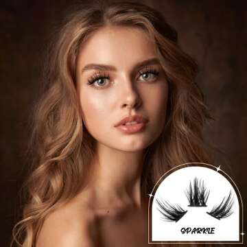 LANKIZ DIY Lash Extension, Lash Clusters Wispy, 10/12/14/16mm Mix Length C Curl Cluster Eyelash Extension, Natural Look Sparkle Wide Stem Individual Lashes