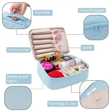Travel Makeup Bag Cosmetic Bag Makeup Bag Toiletry bag for women and men (Blue)