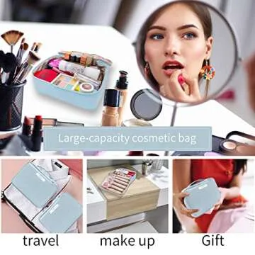 Travel Makeup Bag Cosmetic Bag Makeup Bag Toiletry bag for women and men (Blue)