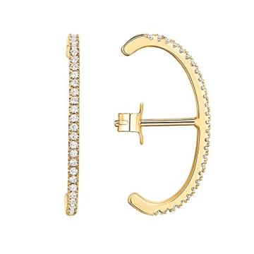PAVOI 14K Yellow Gold Plated 925 Sterling Silver Post Minimalist Suspender Ear Cuff Earrings for Wom...