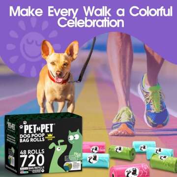 Pet N Pet 720 Counts Lavender Scented, Colorful Poop Bags for Dogs, 38% Plant Based & 62% PE Dog Poop Bags Rolls, Extra Thick Dog Waste Bag, Doggy Bag
