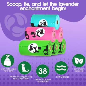 Pet N Pet 720 Counts Lavender Scented, Colorful Poop Bags for Dogs, 38% Plant Based & 62% PE Dog Poop Bags Rolls, Extra Thick Dog Waste Bag, Doggy Bag
