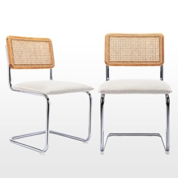 Zesthouse Mid Century Modern Dining Chairs Set of 2, Upholstered Boucle Kitchen Chairs, Armless Acce...