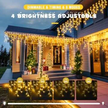 JMEXSUSS 38.8FT Icicle Lights for Outside, 400 LED Icicle Christmas Lights Outdoor Indoor Plug in, Warm White Christmas Icicle Lights with Remote for Wedding House Fireplace Christmas Decorations