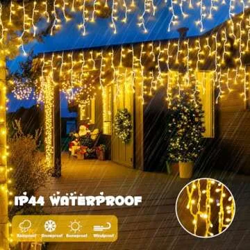 JMEXSUSS 38.8FT Icicle Lights for Outside, 400 LED Icicle Christmas Lights Outdoor Indoor Plug in, Warm White Christmas Icicle Lights with Remote for Wedding House Fireplace Christmas Decorations