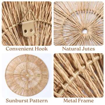 CHI AN HOME Wicker 23 Inch Jute Wall Decor Baskets, Set of 6 Extra Large Woven Jute Wall Plates, 23"...