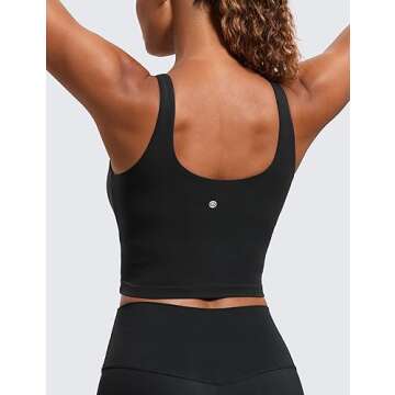 CRZ YOGA Womens Butterluxe U Back Longline Sports Bra - Padded Yoga Bra Cami Crop Top Workout Tank T...