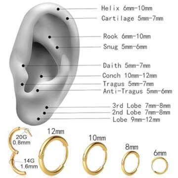 4 Pairs Small Gold Hoop Earrings Set for Women, Hypoallergenic Gold Plated
