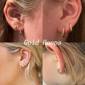 Small Gold Hoop Earrings Set for Women & Men Gifts