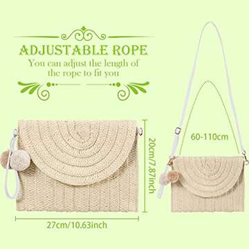Frienda Straw Shoulder Bag Women Straw Clutch Crossbody Wallet(Creamy White)