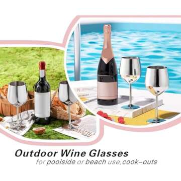 WOTOR Stainless Steel Wine Glasses Set of 4, 18oz Unbreakable Metal Wine Glass, Fancy, Unique Wine Goblets for Outdoor, Travel, Camping and Pool, Ideal Gift for Wine Lovers (Silver)
