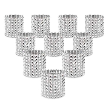 KPOSIYA Napkin Rings, Pack of 120 Rhinestone Napkin Rings Diamond Adornment for Place Settings, Wedd...