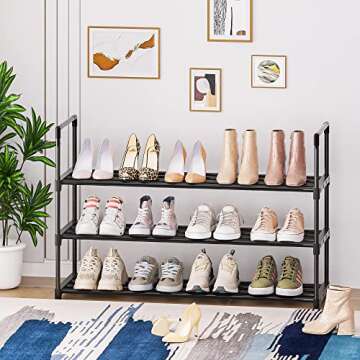 OYREL Shoe Rack, 3 Tier Shoe Organizer Shoe Storage 12-15 Pairs Strurdy Metal Shoe Rack for Closet, ...