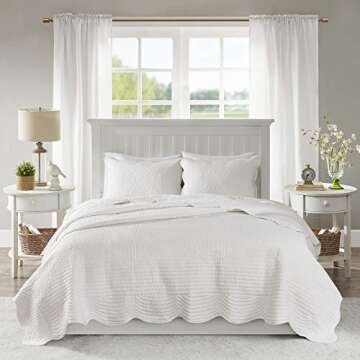 Madison Park Tuscany Quilt Set-Casual Damask Medallion Stitching Design Lightweight Coverlet Bedspre...