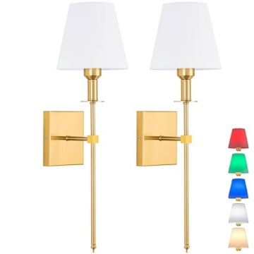 Elegant Rechargeable Wall Sconces Set of 2 - Gold Wireless Lighting