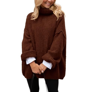 PRETTYGARDEN Women's Knit Oversized Sweater Fall Fashion Casual Turtleneck