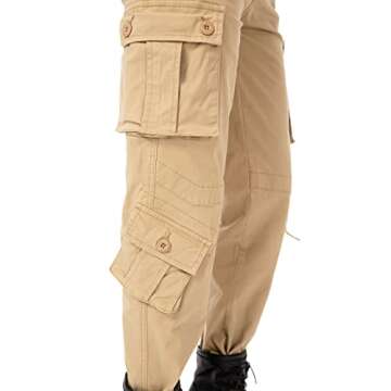 Women's Cotton Casual Military Army Cargo Combat Work Pants with 8 Pocket Khaki US 4