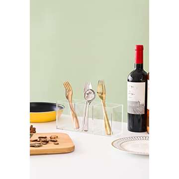 Acrylic Pen Holder for Desk 1/3/4 Compartments,Pencil Cup Stationery Organizer,Cosmetic Brush Storage Box, for Dorm, Office, Kitchen Bathroom. (Clear, 3 compartments)