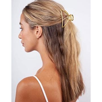 4 Pack Large Gold Hair Claw Clips for Women Thick Hair