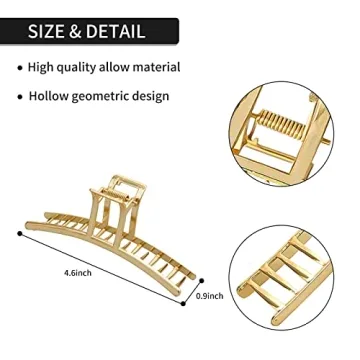 4 Pack Large Gold Hair Claw Clips for Women Thick Hair