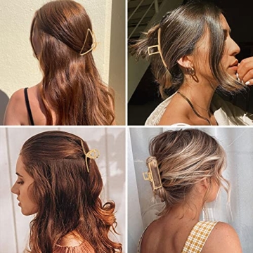 4 Pack Large Gold Hair Claw Clips for Women Thick Hair