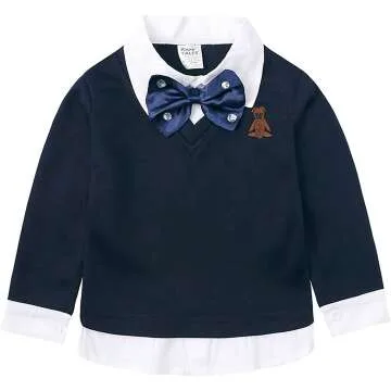 Toddler Boys Bow Tie Shirt and Denim Pants Set