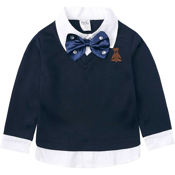 Toddler Boys Bow Tie Shirt and Denim Pants Set