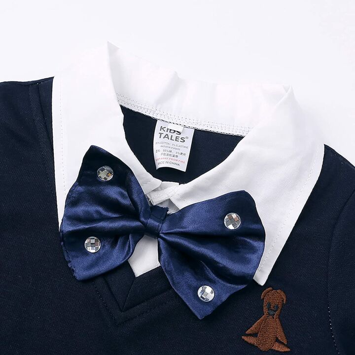 Toddler Boys Bow Tie Shirt and Denim Pants Set