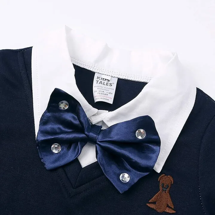 Toddler Boys Bow Tie Shirt and Denim Pants Set
