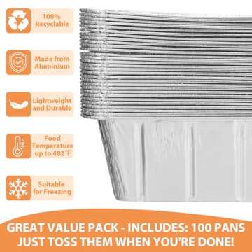 EWFEN 100 Pack Blackstone Griddle Accessories Grease Catcher Cup Liners, Aluminum Foil Drip Pan Disp...