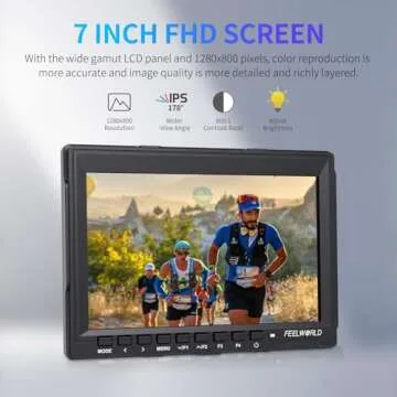 FEELWORLD FW759 Camera Monitor 7” HD 1280x800 Field Video LCD IPS Screen 1200:1 High Contrast Rati...
