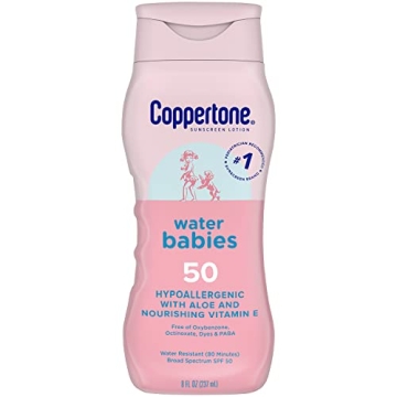 Coppertone WaterBabies SPF 50 Baby Sunscreen Lotion, Water Resistant Sunscreen for Babies, 8 Fl Oz