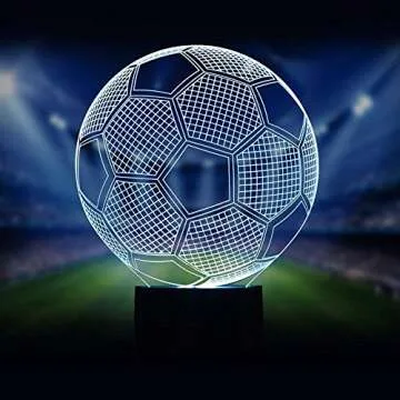 Wiscky Soccer Night Lights for Kids - 3D Illusion Lamp with 7 Color Change