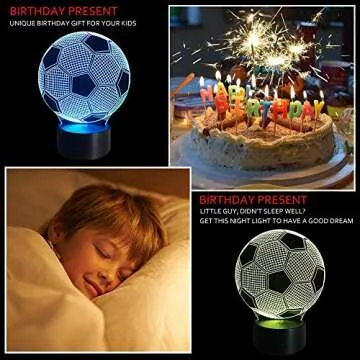 Awesome Wiscky Soccer Night Lights for Kids 3D Illusion