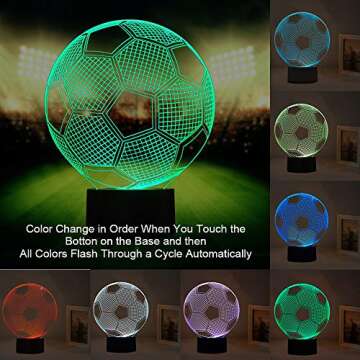 Awesome Wiscky Soccer Night Lights for Kids 3D Illusion