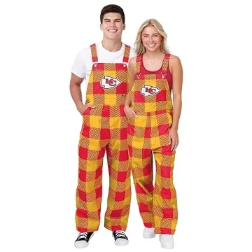 Kansas City Chiefs Women's Plaid Bib Overalls for Fans