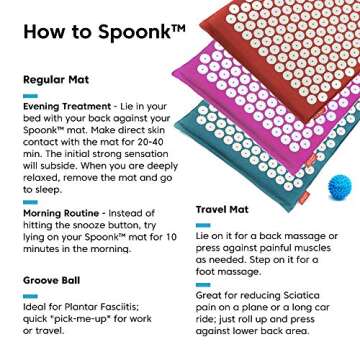 Spoonk Acupressure Eco Mat with Massage Ball & Travel Pillow
