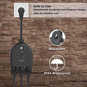 TESSAN Outdoor Smart Plug with 3 WiFi Outlets for Alexa