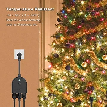 TESSAN Outdoor Smart Plug with 3 WiFi Outlets for Alexa